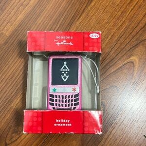 Hallmark Cell Phone Ornament Pink 2010 EUC